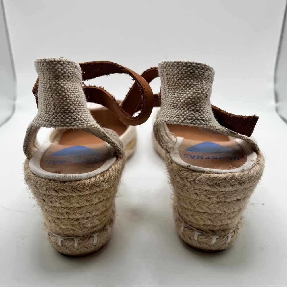 Verbenas MALENA WOVEN white wedge size 40 US 9-9.5 EUC vacation sandals - Picture 7 of 10